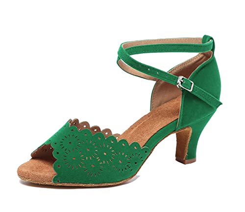 Chaussures de danse en daim pour s'entraîner en salsa latine avec fleurs