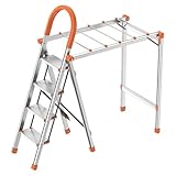 Tendederos Plegables De Aluminio, Percha Plegable para El Hogar Marco Telescópico De Escalera Antideslizante Escalera De Doble Uso Centro De Lavandería Interior del Balcón(Naranja)