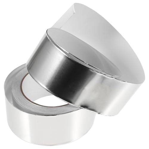 Amosfun Cinta de Aluminio Autoadhesiva de 0,1 MM de y 20 Metros, Cinta Aislante Ancha para Ventilación de Secadoras y Blindaje Térmico