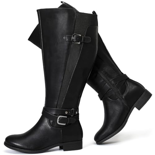 Luoika Women's Extra Wide Calf Knee High Boots, Wide Width Winter Tall Boots. 190420 Black 8XW