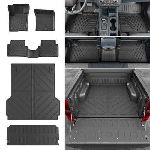 powoq Gas Floor Mat Compatible with 2022-2026 Ford Maverick Truck Bed Mat Liner Cargo Liner TPE Tailgate Mat Replacement for 2022-2024 2025 2026 Ford Maverick Accessories