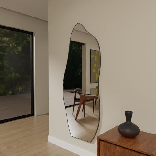 Espelho Orgânico Moldura Em Couro 150cm 170cm Corpo Inteiro Quarto Sala Banheiro Hall Grande Moderno