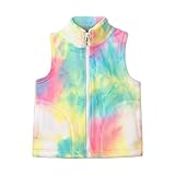 Mud Kingdom Big Boys Fleece Vest Jacket Size 12 Outerwear Fashion Tie Dye Colorful Patterns Full Zipper Casual Lightweight