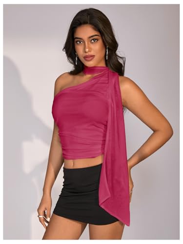 Image of RoseSeek Women's Y2K Leopard Polka Dots Halter Asymmetrical Neck Crop Tops