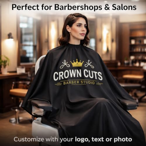 Capa de barbero personalizada impermeable 66x55 pulgadas miniatura 5