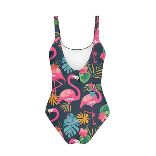 Image of Girls Bathing Suit One Piece Swimsuit Hawaiian Summer Flamingo Flowers Retro Beach Quick Dry Swim Dress