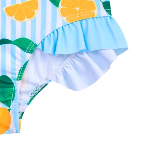 Image of Baby Toddler Girl Long Sleeve Ruffle Swimsuit One Piece Zipper Rash Guard Bathing Suit with UPF 50+ Sun Protection