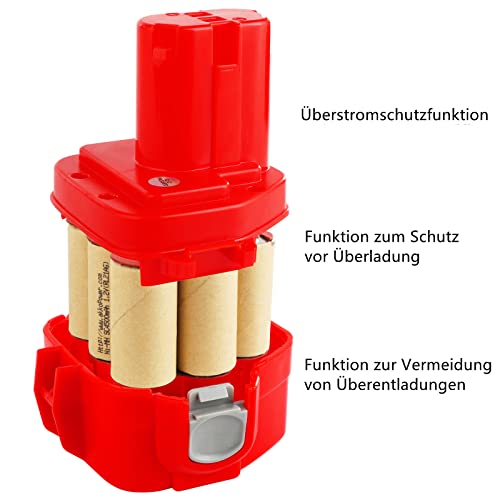 2 Stück 4500mAh NI-Mh Ersatzakku für Makita 12V Akku 1222 1220 1233 1234 1235 1235B 1235F 1050D 4013D PA12 für Makita Werkzeug Ersatzakku
