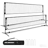 HELIORUSH Badmintonnetz Outdoor Höhenverstellbar, 3m Tragbares Volleyball Netz für Garten mit Stabiler Stahlrahmen & HDPE Netz, Federballnetz für Garten, Pool, Strand, Tennis, Kinder & Erwachsene