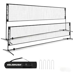 HELIORUSH Badmintonnetz Outdoor Höhenverstellbar, 3m Tragbares Volleyball Netz für Garten mit Stabiler Stahlrahmen & HDPE Netz, Federballnetz für Garten, Pool, Strand, Tennis, Kinder & Erwachsene