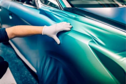 Image of WISDOM Premium Chameleon Vinyl Wrap Color Change Metallic Vehicle Decals Air Release Self Adhesive Car Wrap for Automotive Exterior Interior (Chameleon GRREN, 20 Inch X 5 Feet)
