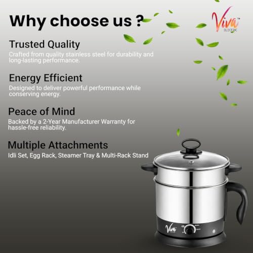 Image of 4-in-1 Multi-Utility Electric Kettle 1.8L | Electric Rice Cooker | Idli Maker | Egg Boiler | Momos & Vegetable Steamer | Multipurpose Kettle | 230V (Silver)