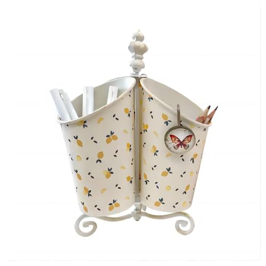 heart & home Rotating Pen Holder for Desk, Pencil Cup with 3 Compartments, School Office Desk Supplies Organizer Caddy,Cream