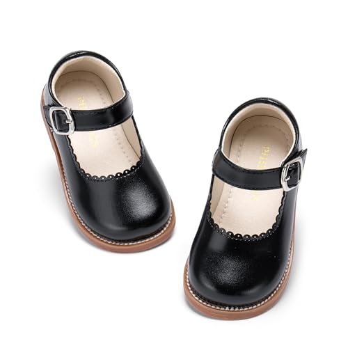 Image of PHIRAMIN Toddler Girl Mary Jane Student Oxford Shoes-Little Girl School Uniform Shoes for Wedding Party