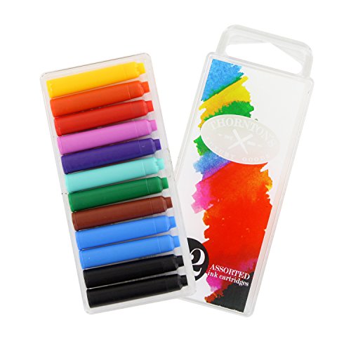 Thornton's Luxury Goods Short Standard International Fountain Pen Ink Cartridges Assorted Pack of 12 Convenient and Mess Free