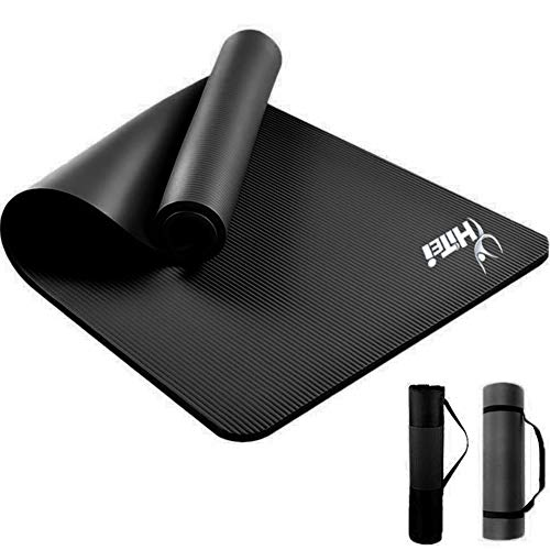 最安値 Hitei ヨガマット 10mm ゴムマット 筋トレ マット 極厚 大判 エクササイズマット Tpe素材 フィットネスマット トレーニングマット ピラティス マット 耐久性 ストラップ付き 収納ケース付 ブラック の価格比較