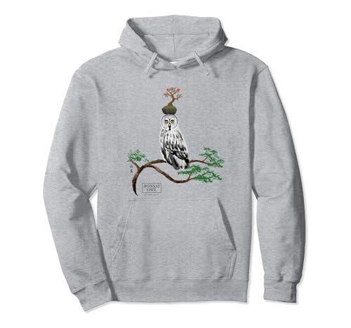 BONSAI Owll | Great grey owl with Japanese quince Bonsai Pullover Hoodie