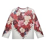 Boys Rash Guard Swim Shirt Long Sleeve UPF+ 50 Sun Shirts Quick Dry Shirt Love Heart Rose for Toddler Kids