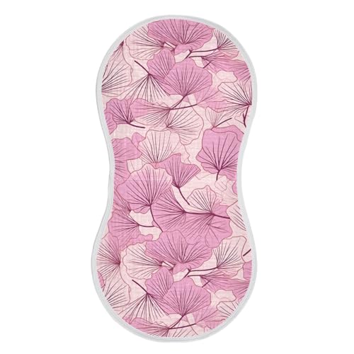 J JOYSAY Ginko Pink Leaf Baby Burp Cloths for Boys Girls Large 22''x11'' Cotton Fabric Drool Cloths Extra Absorbent Soft 4 Layer Newborn Towel for Girl 1 Pack