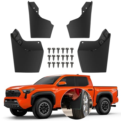 Image of Mud Flaps Compatible with Toyota Tacoma 2024 2025, Front and Rear Mud Splash Guard 4PC-Set, Driver and Passenger Sides Wheel & Tire Mudguards