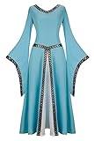 Kranchungel Renaissance Medieval Dress for Women Renaissance Costume Dress Irish Over Long Dresses Cosplay Retro Gown Light Blue Large