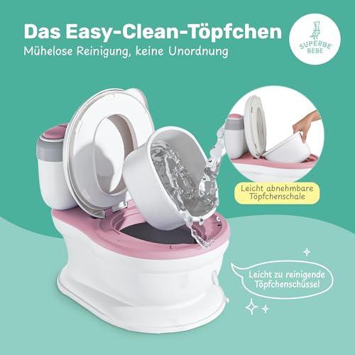 Baby Töpfchen - Toilettensitz Kinder - Kinder Töpfchen Mit Musik & Spülgeräusch Für Töpfchentraining - Baby & Kindertoilette - Leicht Zu Entleeren Mit Herausnehmbarem Topf - Potty Training Toilet