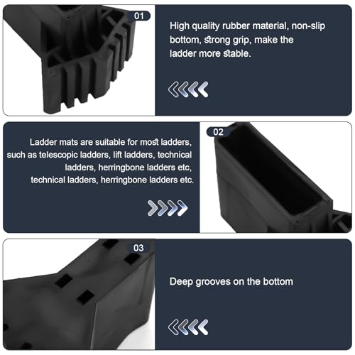 4 Stück Gummifüße für Leitern, Universal Leiterfüße Leiter Rutschfeste Füße Matte VerschleißFeste Leiterfußkappen für Verlängerungsleitern, Technische Leitern, Fischgrätleitern, Klappleitern (Schwarz)