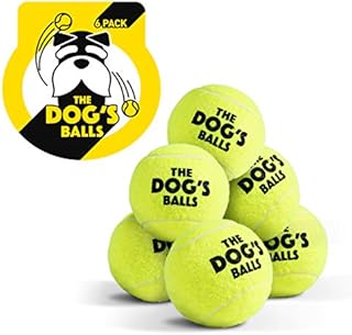 The Dog's Balls, Dog Tennis Balls, 6-Pack Yellow Dog Toy, Strong Dog & Puppy Tennis Ball