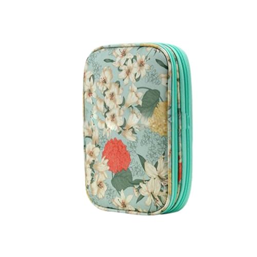 Estojo de gancho sem ganchos e acessórios, bolsa organizadora portátil com zíper com bolsos para várias agulhas de crochê/acessórios de tricô (verde)