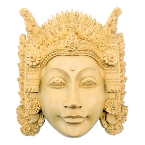 NOVICA Decorative Wood Mask, Beige