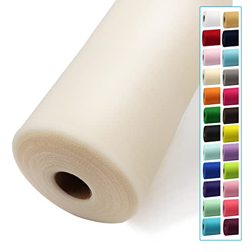 Rouleaux de tulle ivoire de 137 cm x 40 m pour décorations de mariage, tutu, fête prénatale, jupe de table, plafond, fête d'anniversaire, fournitures d'artisanat