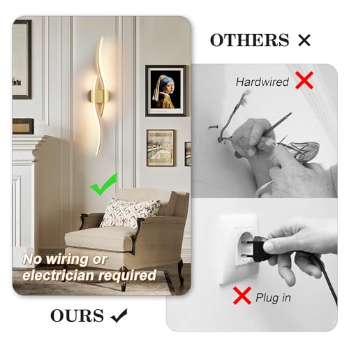 Image of KARTOOSH Wireless Wall Sconces Set of 2, Dimmable LED Sconce with Remote | Battery Operated Wall Sconce with 3 CCT Night-Light Timer Memory Modern Wall Sconces for Living Room, Hallway, Bedroom