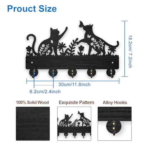 MAYJOYDIY Wall Mount Coat Hooks, Cat and Butterfly Design, 30x18.2cm - Image 2