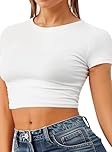 Re Tech UK - Women's Basic Ladies Short Sleeve Stretchy Crop Tops for Women, Slim Fit Crew Neck, Cropped T Shirt, Summer, Cute, Tshirt, Sizes 8-14 (M/L 12-14, White)
