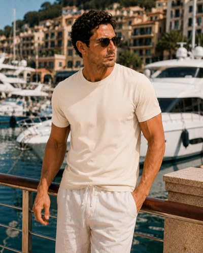 Image of Men's Essential 100% Cotton Crew Neck T-Shirt - Plain, Short Sleeve, Regular Fit, Premium, Super Soft, Classic Everyday Wear