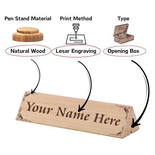 Image of Kajri Gifts Personalized Pen with Name Engraved Wooden Gift Box Best for Gifting, Corporate Gift, Doctor, Advocate, Boss, Employee, Teacher (Trangle Box)