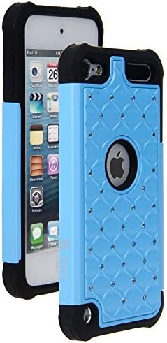 iPod Touch 5 / iPod Touch 6, Touch 5 / Touch 6 Case, Style4U Studded Rhinestone Crystal Bling Hybrid Armor Case Cover for Apple iPod Touch 5 / iPod Touch 6 with 1 Stylus [Blue/Black]
