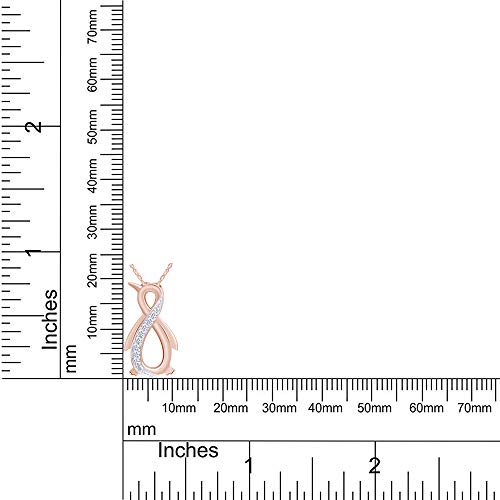 Jewel Zone Us White Natural Diamond Penguin Infinity Pendant Sterling Silver / 10K Gold (1/10 Ct) (Rose-Gold-Plated-Silver) #TOP3