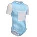 FYMNSI Mens One Piece Romper Pajamas Cute Ears Hoodie Short Sleeve Bodysuit Pjs Jumpsuit Rompers Leotard Tops Front Pocket Adult Baby Diaper Lover ABDL Clothing Sleepwear Blue - Striped Hooded L