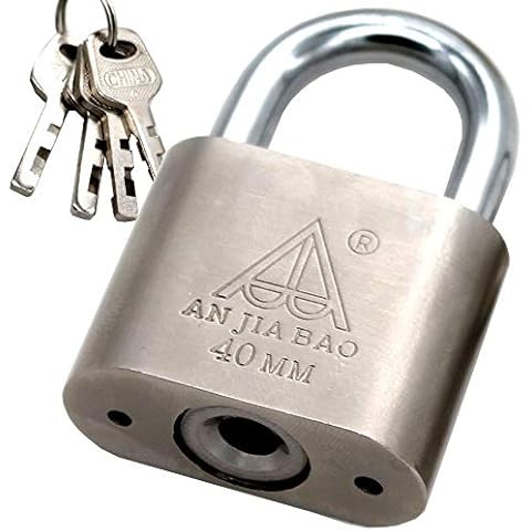 Padlock,Chrome Steel Body Keyed Different Padlock, 1-inch Shackle, 1.5-inch Wide Cover