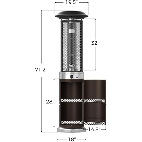 BALI OUTDOORS Propane Patio Heater, Stainless Steel Standing, 36,000 BTUs Portable Commercial Outdoor Gas Patio Heater with Glass Tube for Deck, Garden and Porch, Brown - Image 8