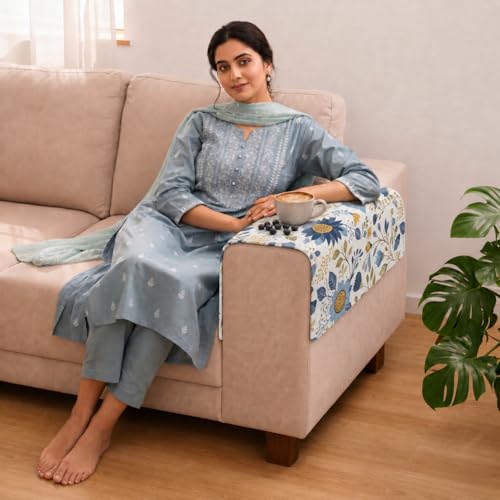 Image of STITCHNEST 'Eden Weaves Collection Series' Sofa Armrest Cover | Elegant Woven Fabric, Washable & Durable for Modern Living (18 x 22 Inches)