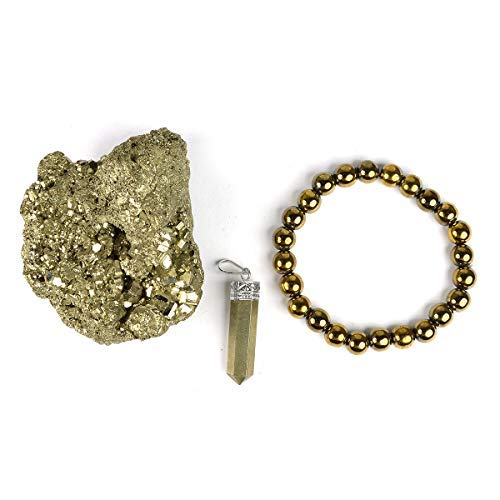 Combo en Pierre Doré Prestige : Set Pendentif et Bracelet Vastu Fengshui
