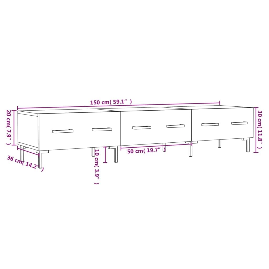 vidaXL Mobile Porta TV Nero 150x36x30 cm in Legno Multistrato