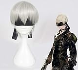 yorha no. 9 model silver wig nier:automata 9s cosplay wig with black eye patch cosplay halloween