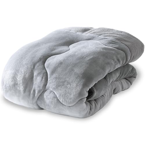 アイリスプラザ 掛け布団 シープボア 毛布 3層構造でふんわりあったか 洗濯機で丸洗いOK ふわふわ毛布と布団がひとつになった贅沢な寝心地 なめらかフランネル モコモコシープ調ボア セミダブル ライトグレー