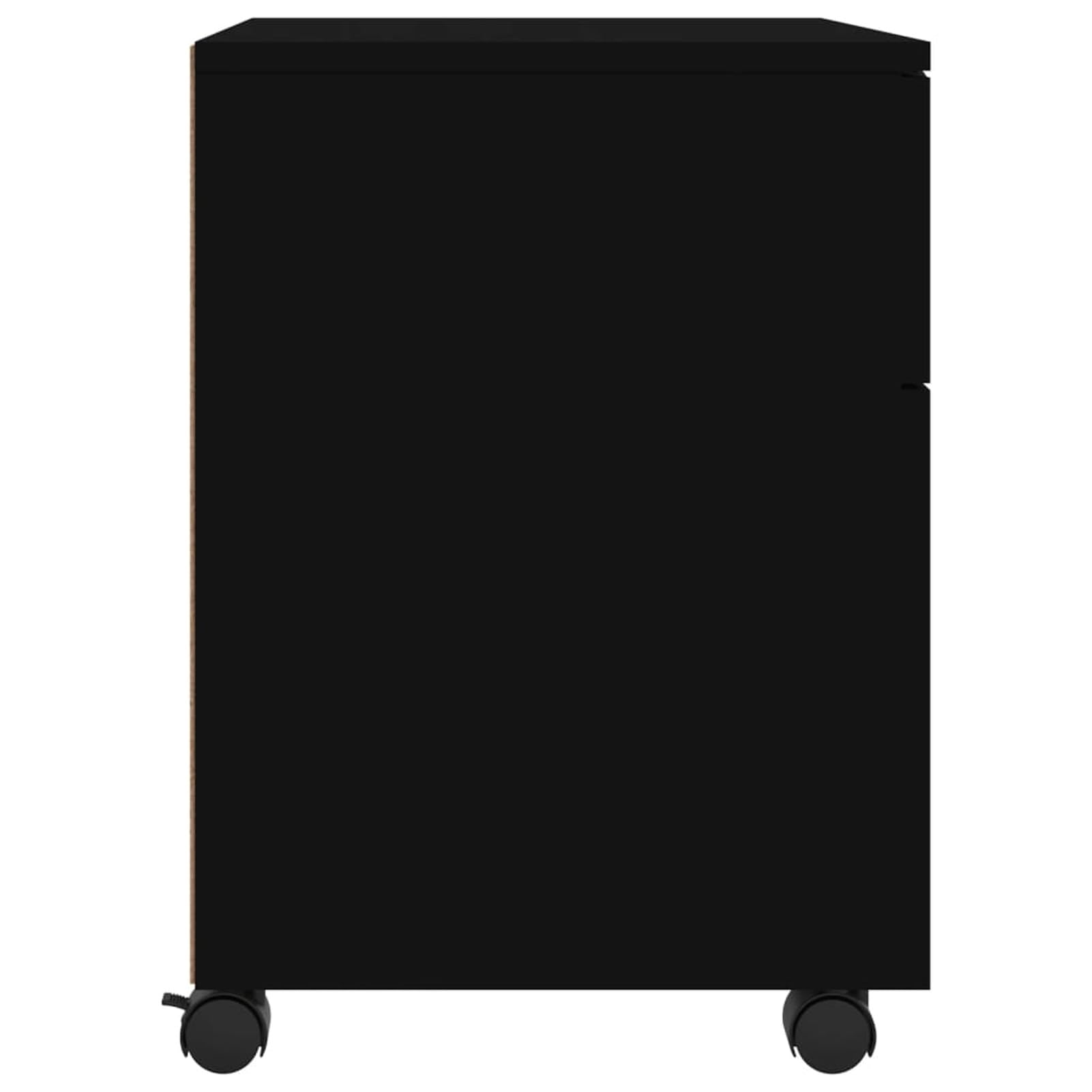 Schedario con Ruote Nero 45x38x54 cm in Legno Multistrato,Cassettiera, Mobiletto da Ufficio con Serratura,Regolabile per Cartelle Sospese, Superficie Testurizzata, per Ufficio, Studio