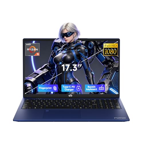 Image of NIMO 17.3 inch FHD Gaming Laptop, 6-Core AMD Ryzen 5 6600H 16GB DDR5 RAM 1TB SSD (Beat i7-1165G7 up to 4.5GHz) Radeon 660M with 100W Fast PD Backlit Keyboard for Business & Student 2-Yr Warranty