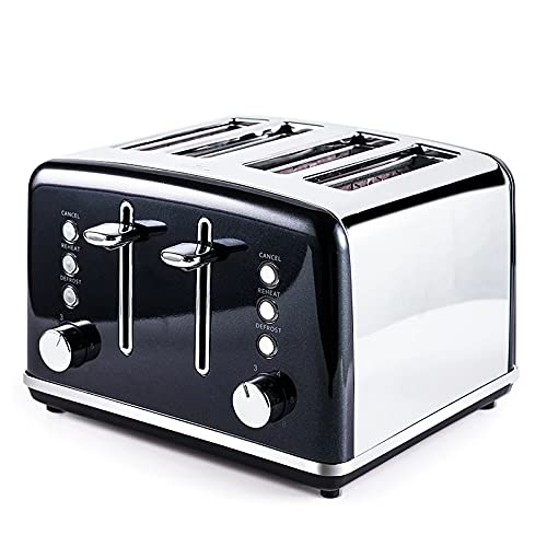HUIKJ 4 Slice Toaster gebürstet Edelstahl Ultra-weiten Slot 6 Arten von Lampenschirmeinstellungen Hausgemachtes…