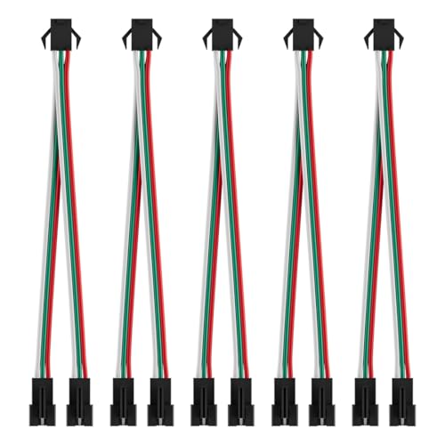 Image of BTF-LIGHTING 5 PCS JST SM 3PIN V Shape 1 to 2 Connectors for 3 Pin SMD WS2812B WS2811 WS2812 WS2814 SK6812 FCOB WS2811 IC Addressable LED Strip Female Male 15CM 22AWG Wire